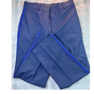 Flying Cross Mens 37 Navy Blue Uniform Pants Blue Side Stripe Wool Blend. A38